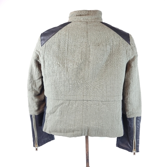 ZARA Asymmetrical Mixed Media Moto Jacket Sz S - Picture 2 of 10